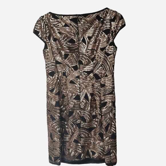 Nanette Lepore Gold Sequin Cap Sleeve Mini Sheath Dress 2 - Picture 5 of 5